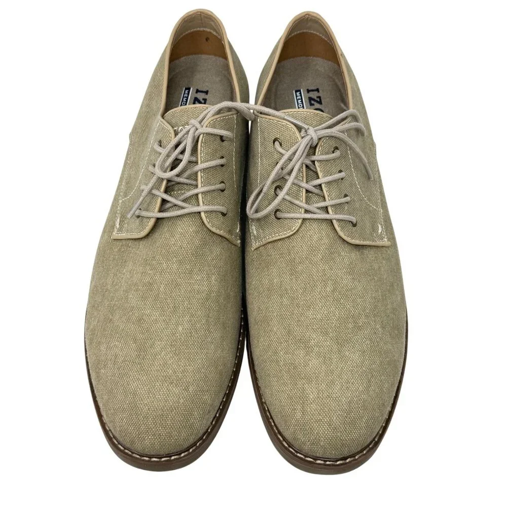 Izod Mens Image Natural Tan Beige LInen Oxford Shoes 13M Memory Foam Fabric‎